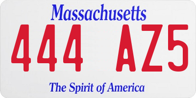 MA license plate 444AZ5