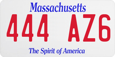 MA license plate 444AZ6