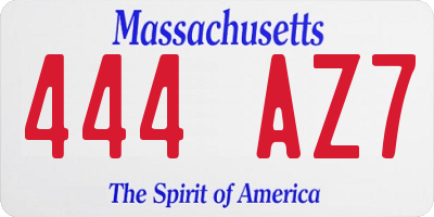 MA license plate 444AZ7