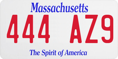 MA license plate 444AZ9