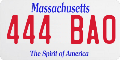 MA license plate 444BA0