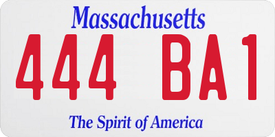 MA license plate 444BA1