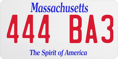MA license plate 444BA3