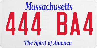 MA license plate 444BA4