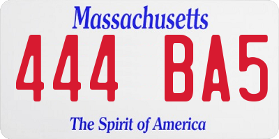 MA license plate 444BA5