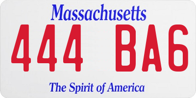 MA license plate 444BA6