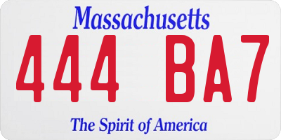 MA license plate 444BA7