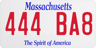 MA license plate 444BA8