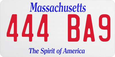 MA license plate 444BA9