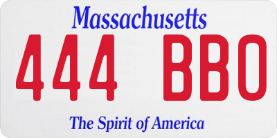 MA license plate 444BB0