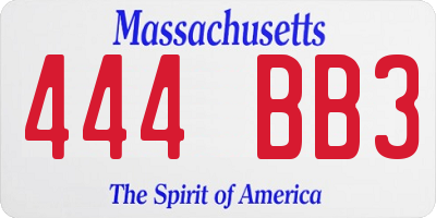 MA license plate 444BB3