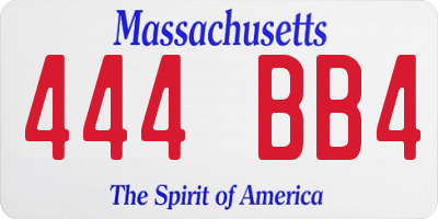 MA license plate 444BB4
