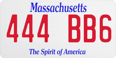 MA license plate 444BB6