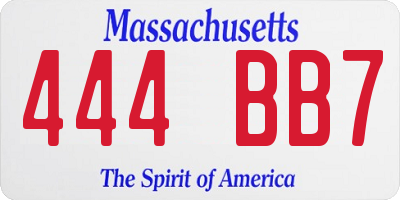MA license plate 444BB7
