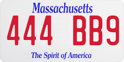 MA license plate 444BB9