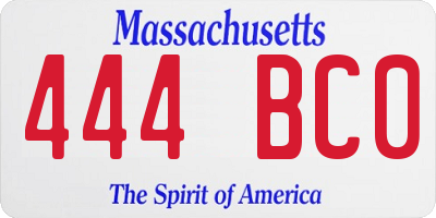 MA license plate 444BC0