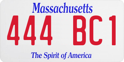 MA license plate 444BC1