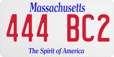 MA license plate 444BC2