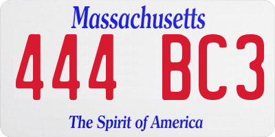 MA license plate 444BC3