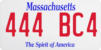 MA license plate 444BC4