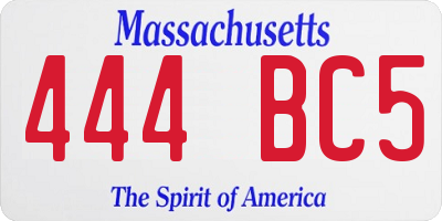 MA license plate 444BC5