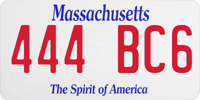MA license plate 444BC6