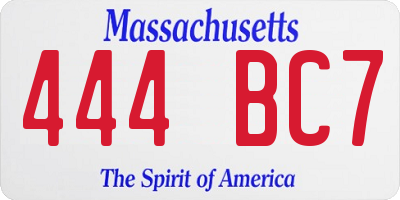 MA license plate 444BC7