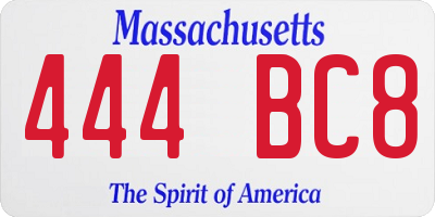 MA license plate 444BC8