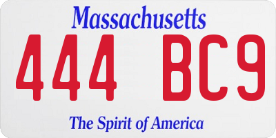 MA license plate 444BC9