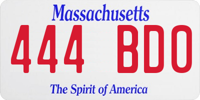 MA license plate 444BD0