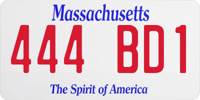 MA license plate 444BD1