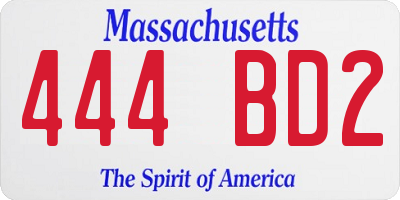 MA license plate 444BD2