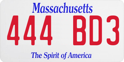 MA license plate 444BD3