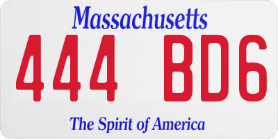 MA license plate 444BD6