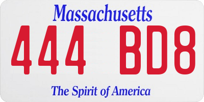 MA license plate 444BD8