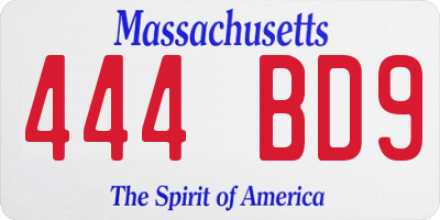 MA license plate 444BD9