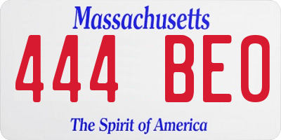 MA license plate 444BE0