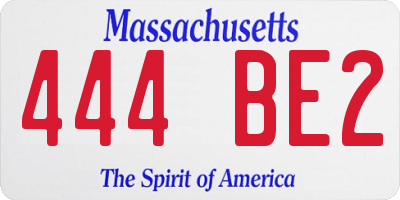 MA license plate 444BE2