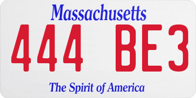 MA license plate 444BE3