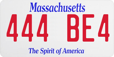 MA license plate 444BE4