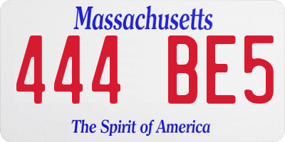 MA license plate 444BE5