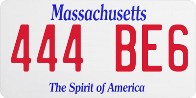 MA license plate 444BE6