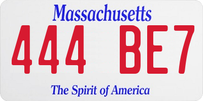 MA license plate 444BE7