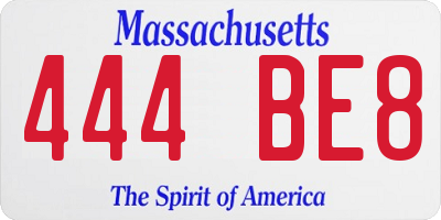 MA license plate 444BE8