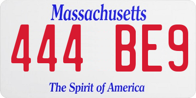 MA license plate 444BE9