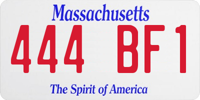MA license plate 444BF1