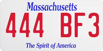MA license plate 444BF3