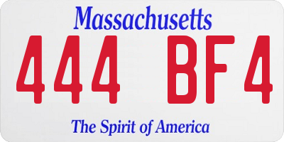 MA license plate 444BF4