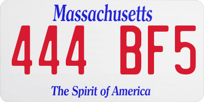 MA license plate 444BF5