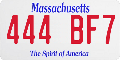 MA license plate 444BF7